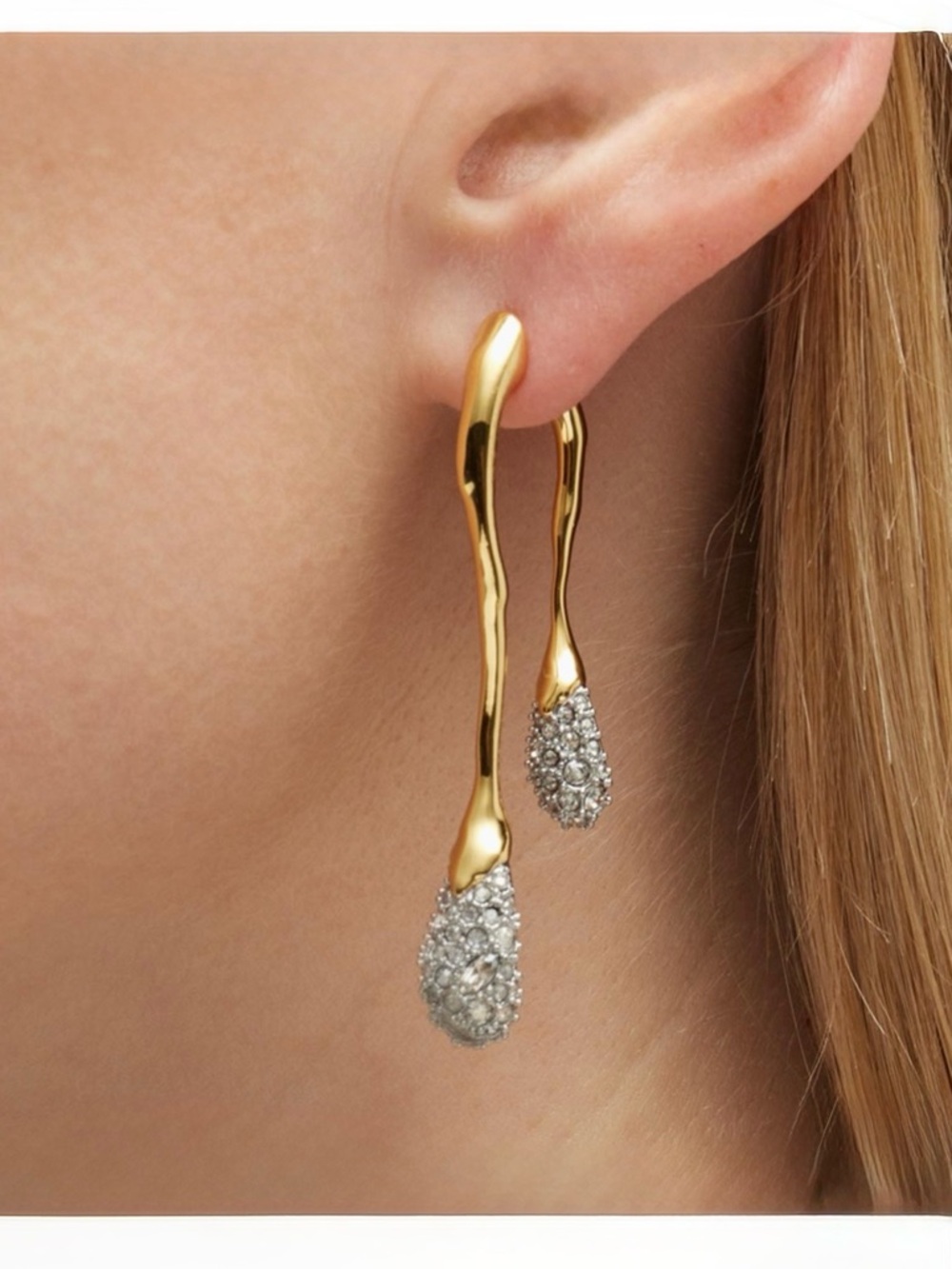 NEW Alexis Bittar Solanales Earrings Front Back Double Drop Gold Clear JN21 - Picture 9 of 11